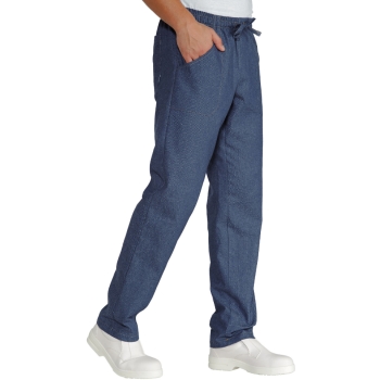 Spodnie kucharskie jeansowe 044667 NIEBIESKIE ISACCO